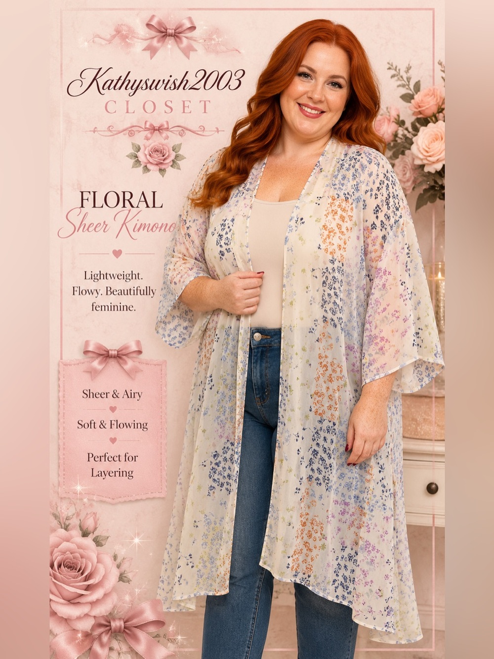 wild fable Cream Floral Kimono with Multicolor Prints